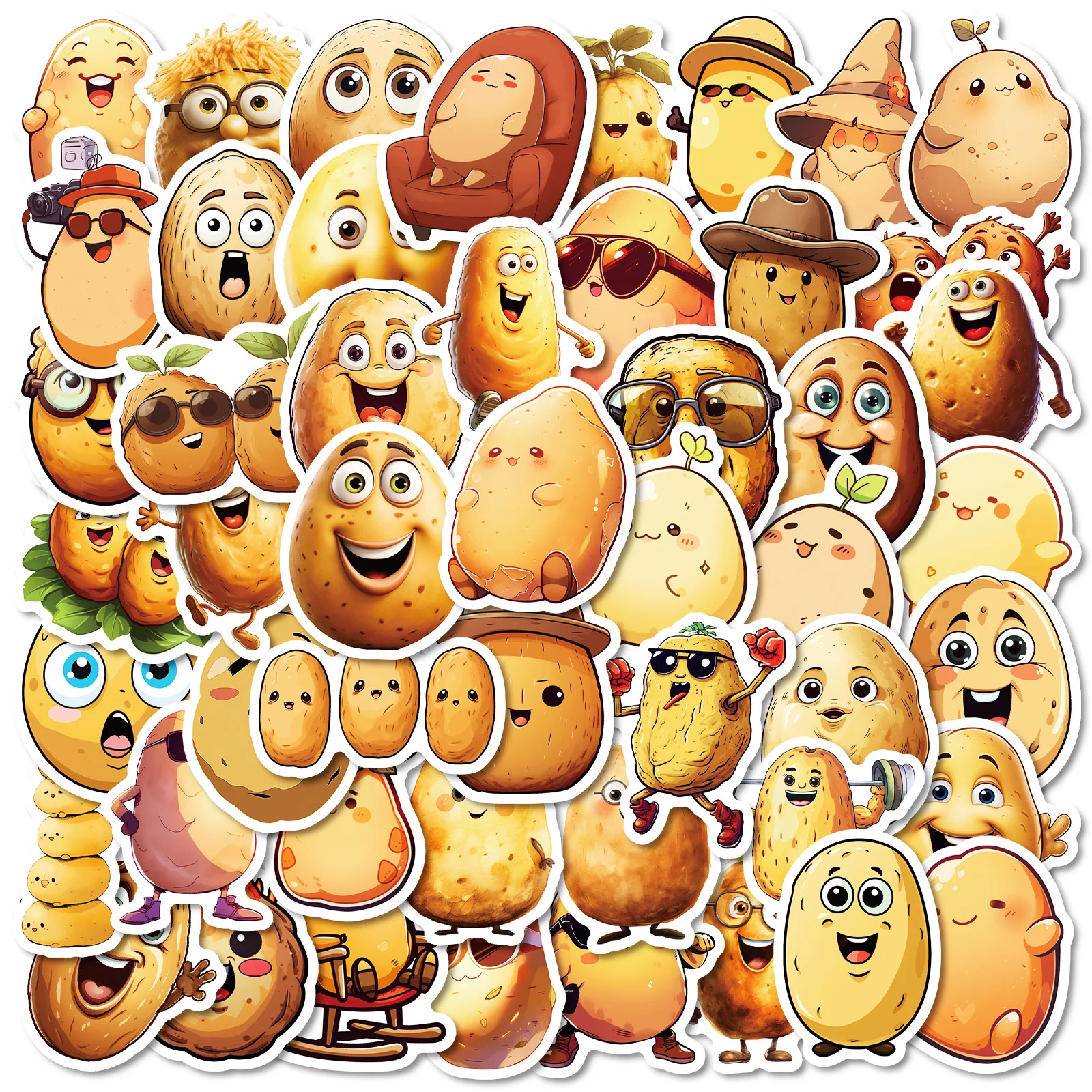 10/30/50PCS Potatoes Cartoon Stickers Funny Food Meme Graffiti DIY Toy Scrapbook Fridge Luggage Laptop Guitar Bike Skateboard