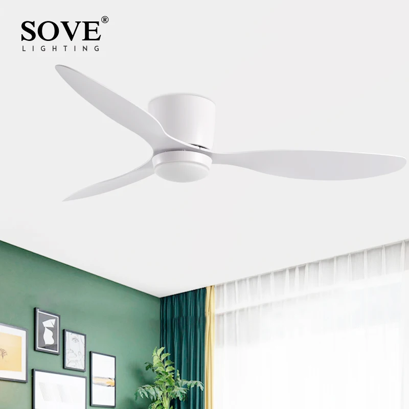 SOVE White 30W BLDC Motor Ceiling Fan With Light With Lamp Ceiling Fans With Remote Control Decorative BedroomHome 220v Fans