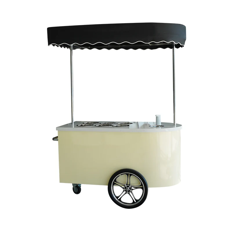 Mobile Ice Cream Push Gelato Cart With Cooler Box Ice Cream Gelato Cart