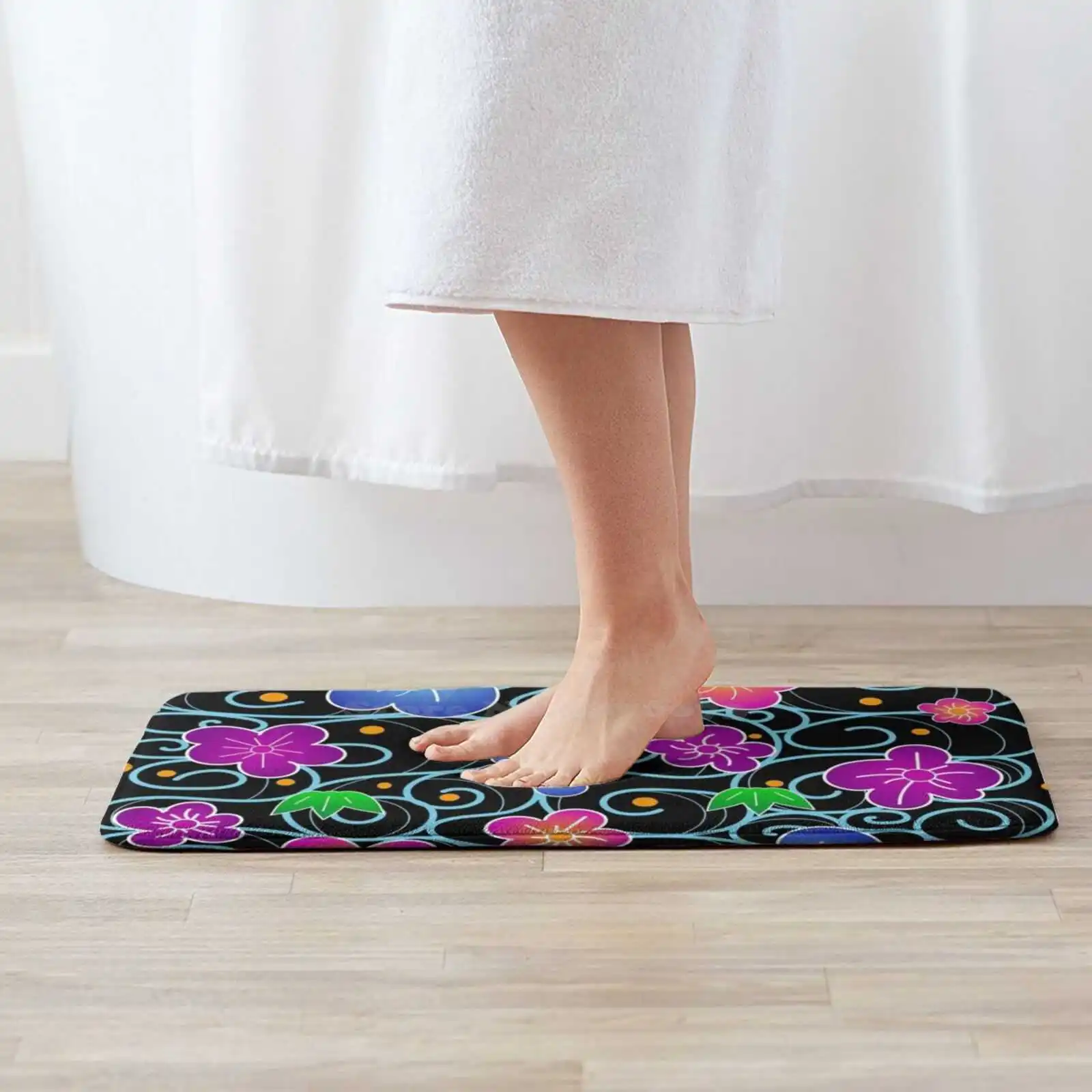 Colorful Bingata Soft Cushion Car Home Carpet Door Mat Bingata Flowerpattern Lovely Flowers Japanese Pattern Wagara Popular