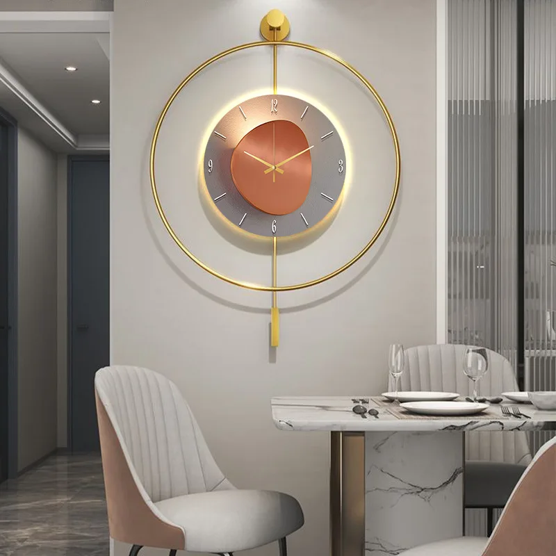 

High-end fashion personalized clock, living room creative living room wall clock LED light luminous atmosphere wall watch