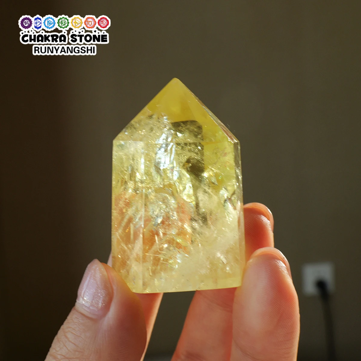 1PC Natural Crystal Brazilian Citrine Tower Manual Polishing Point Decoration Gift Home Decoration