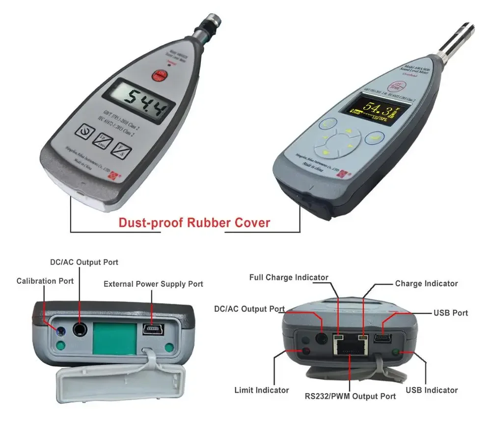 30-130 dBA Digital Audio Noise sound level meter AWA5636-1 Class 2 Decibel meter MAX Data Hold Fast and Slow Selection