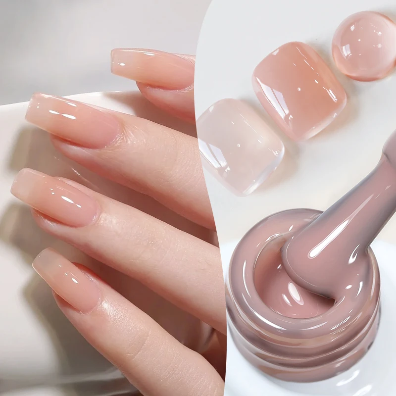 BORN PRETTY 10ml Jelly Gel Nail Polish Translucent Pink Nude Semi Permanent Soak Off UV LED Nail Art Manicure DIY Salon At Home