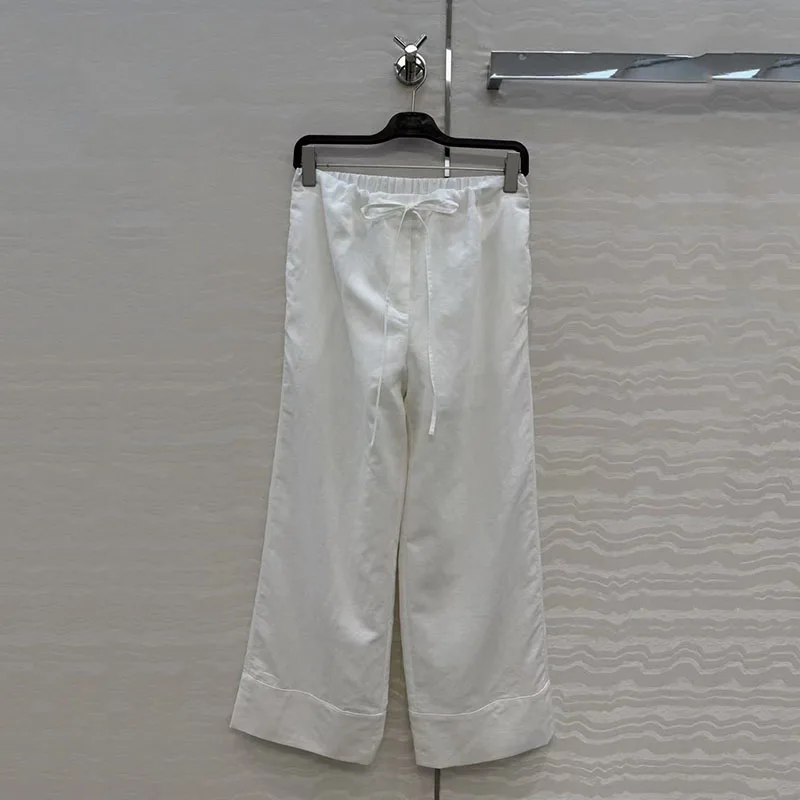 Women's Linen Straight-Leg Pants Stylish Casual Versatile Trousers High-Quality Wide-Leg Pants 2026 Spring New Arrival Y2K