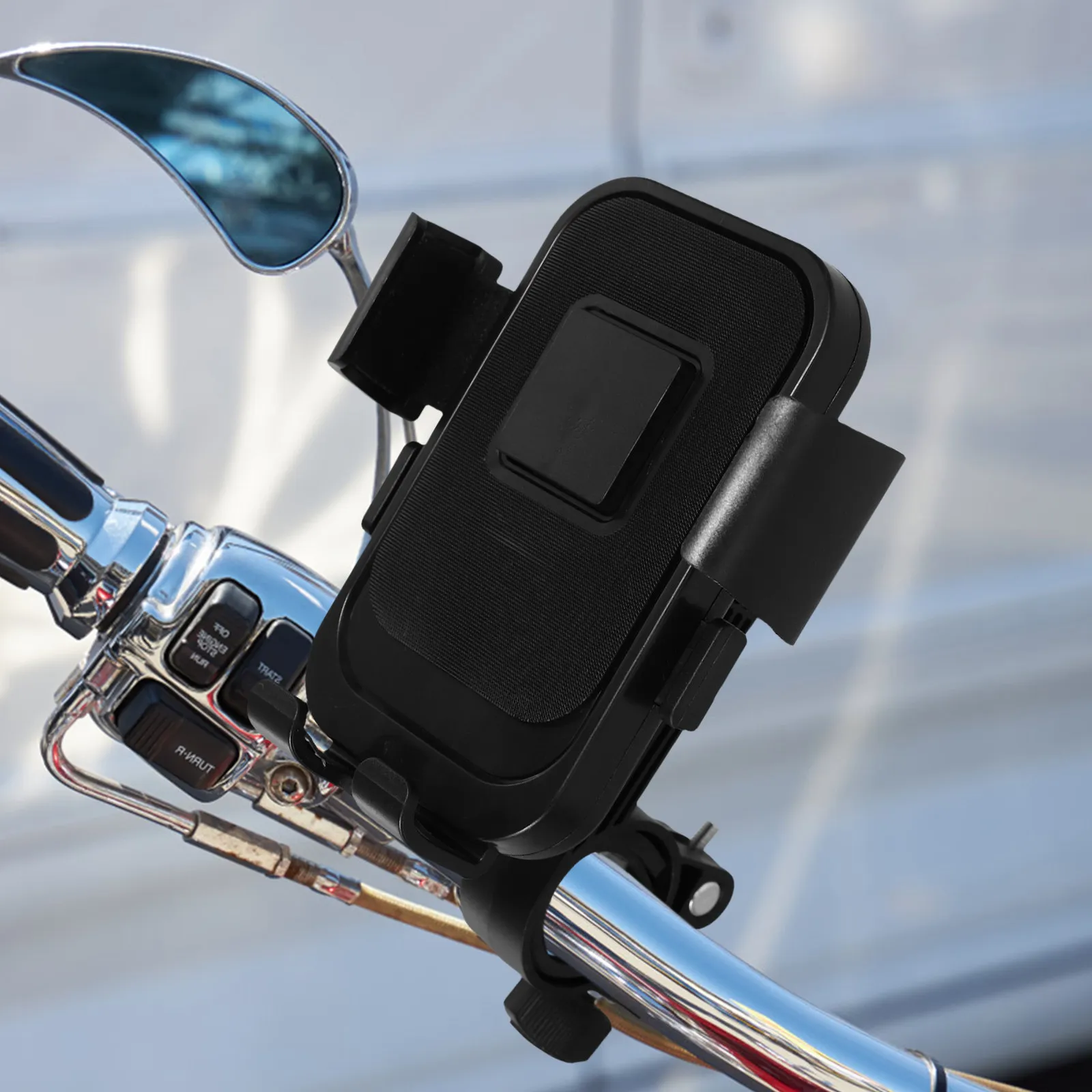 

Phone Mount for Motorcycle Electric Bike Scooter Bicycle Handlebar Anti Vibration Shockproof Adjustable Viewing Angle Navigation