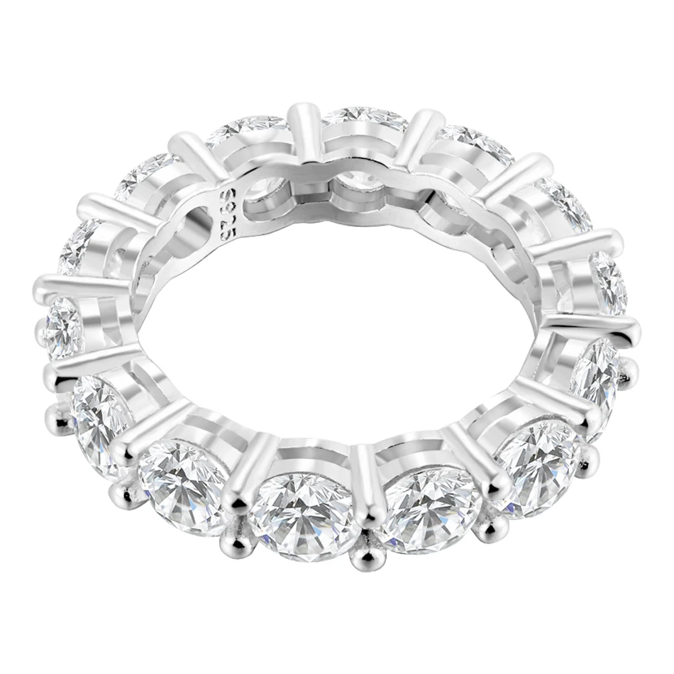 BLUEENCH 5mm 7ct D Color Moissanite Ring 925 Sliver Plated with White Gold Wedding Band Eternity Band Engagement Rings For Women