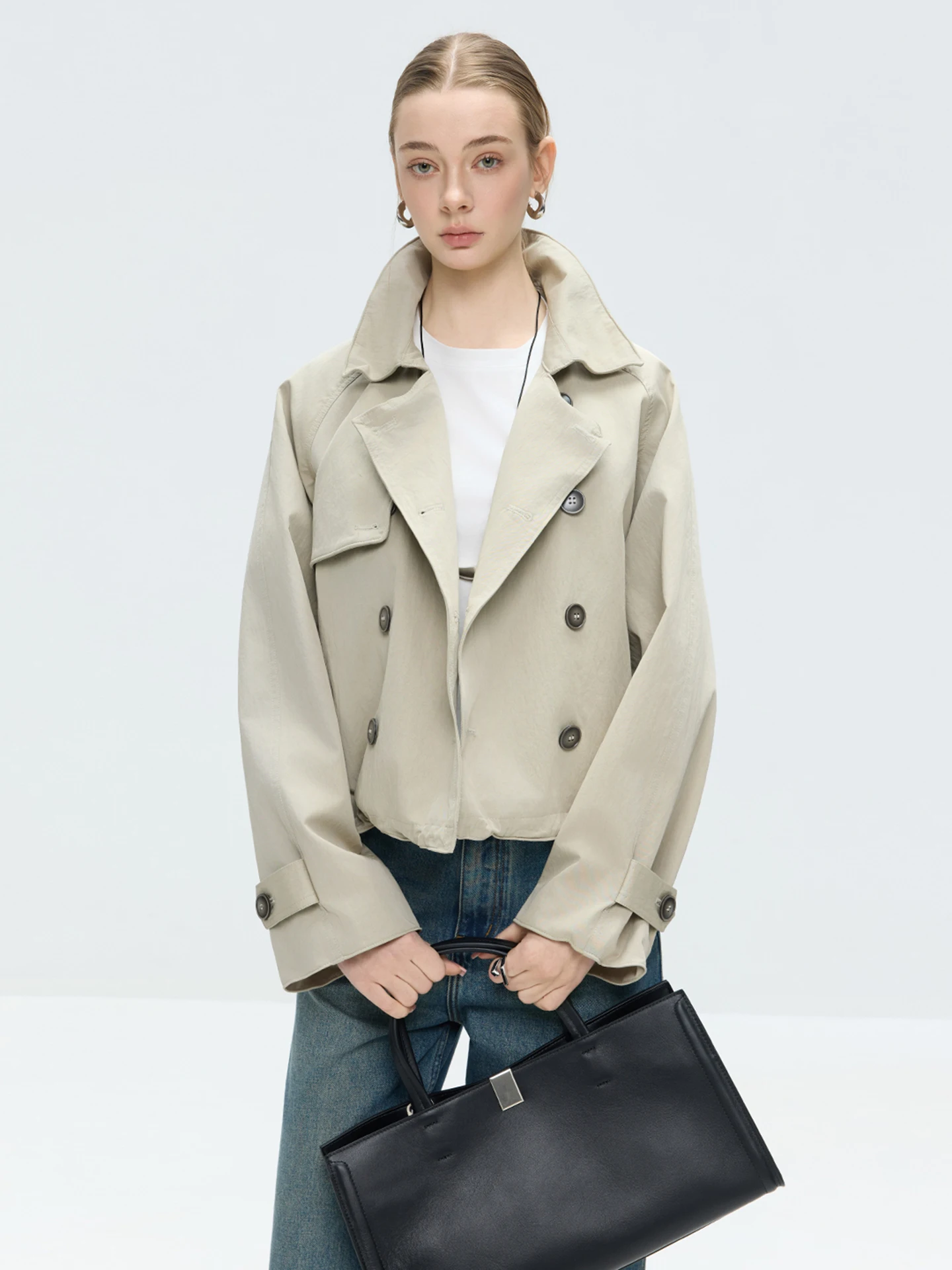 

Повседневное утепленное пальто LUR оверсайз с двубортной застежкой на пуговицах, весна 2026, из смесового хлопка, женская модная верхняя одежда с длинными рукавами