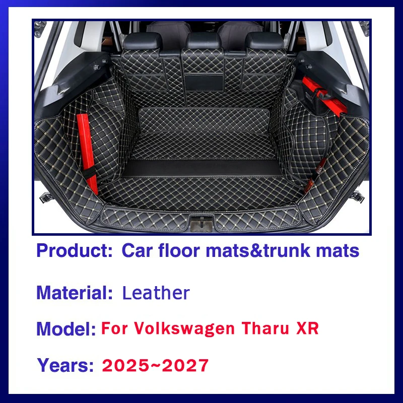Car Rear Trunk Mat For Volkswagen VW Tharu XR Taos 2025 2026 2027 Leather Cargo Liner Boot Carpet Rug Auto Interior Accessories