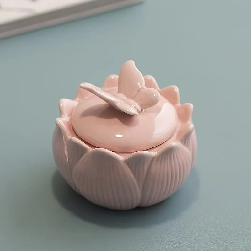 

Ceramic Accessory Box, Light Pink Butterfly, Creative And Simple Home Necklace Storage Box, Birthday Gift