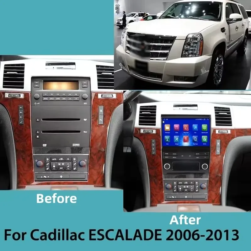 Carplay Android13 For Cadillac Escalade 2006 - 2013 Car Autoradio Multimedia Video Navigatio Camera Monitor Screen DVD BT Stereo