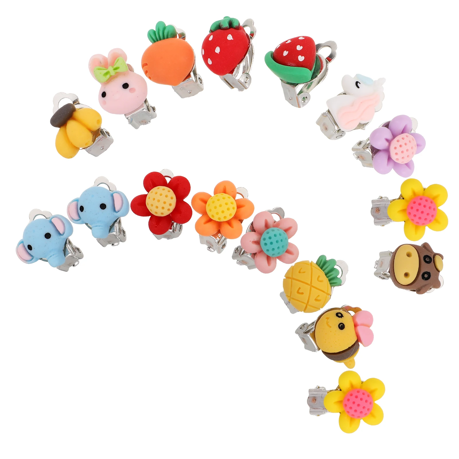 

30pcs Children Ear Clips Cute Flower Design Non Piercing Lightweight Plastic Accessories Kids Play Earrings Girls Toy