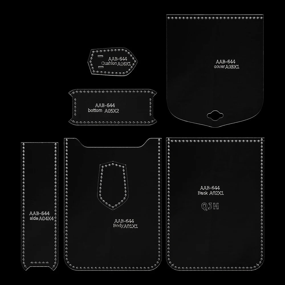 1Set Precision Acrylic Template DIY Leather Crafting Kit, Mini Lipstick Pouches, Crossbody & Phone Bags Making Stencil & Pattern - view 3