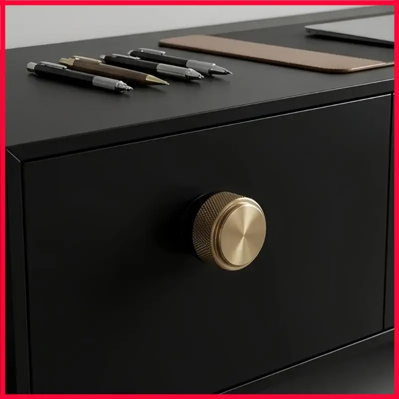 XX9B Round Cabinet Pull Single Hole Furniture Knob for Drawer Replacement, Matte Black and Bronze Finish with Screw Mount for