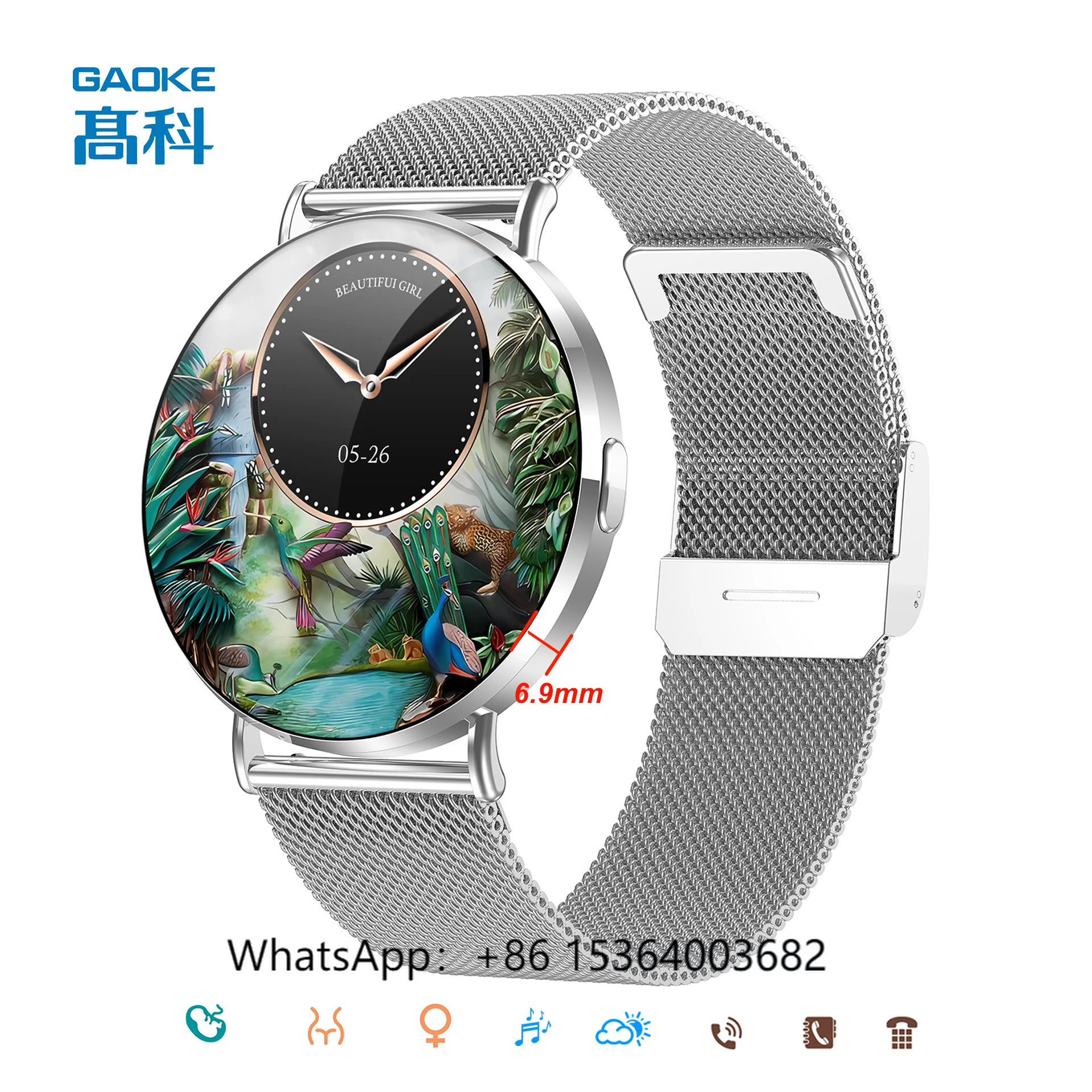 

TJXL-GAOKE Newest Lady ultra Thin AMOLED Screen Waterproof Watch Blood Oxygen Sport Smart Band Reloj Inteligente Women Smart Wat