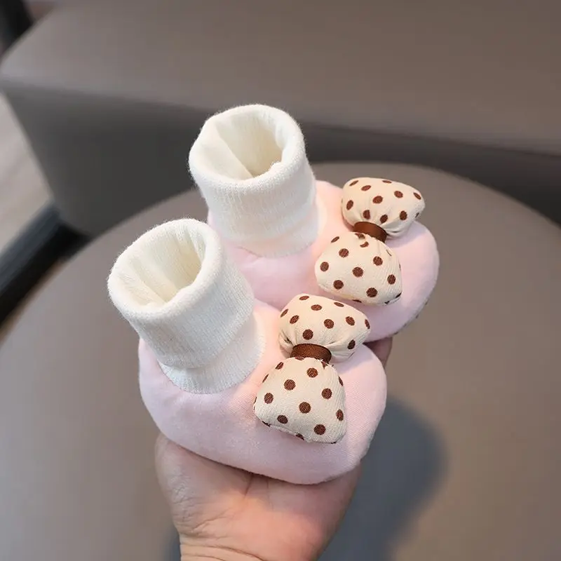 

Spring Autumn Cotton Soft Sole Anti Slip Non Dropping Heel Baby Girls Pre Walker Socks Shoes 0-12 Months​