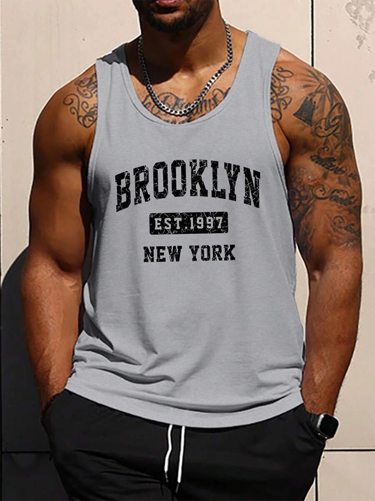 

2025 New 3D Letter Printed Men's Tank Top Outdoor Sport Men's Fitness Tank Top Summer Everyday Fashion Men's Sleeveless T-shirt
