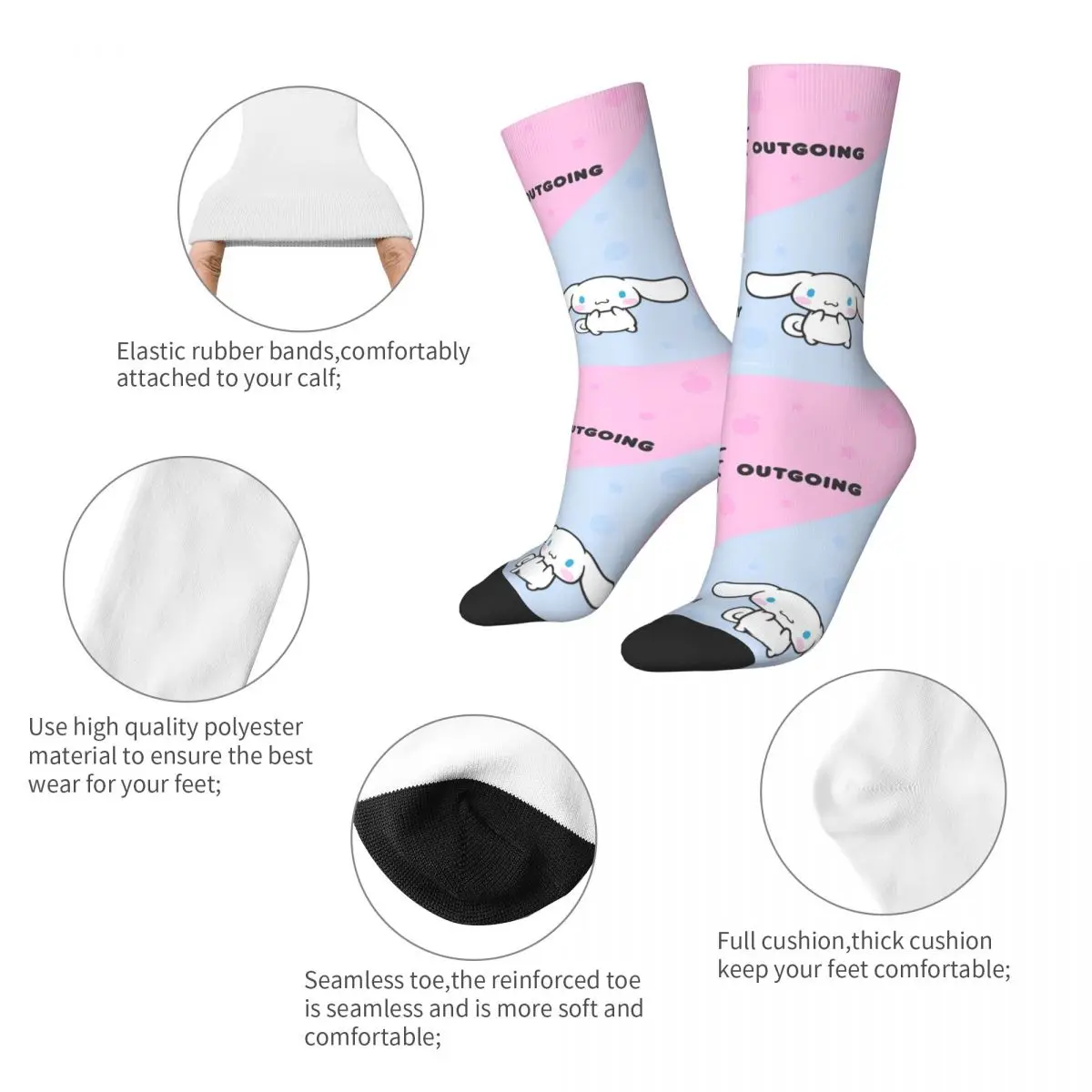 Outgoing Hello Kitty Shy Cinnamoroll Sock Fashion Men Male Socks High Quality Women Stockings Spring Autumn Winter