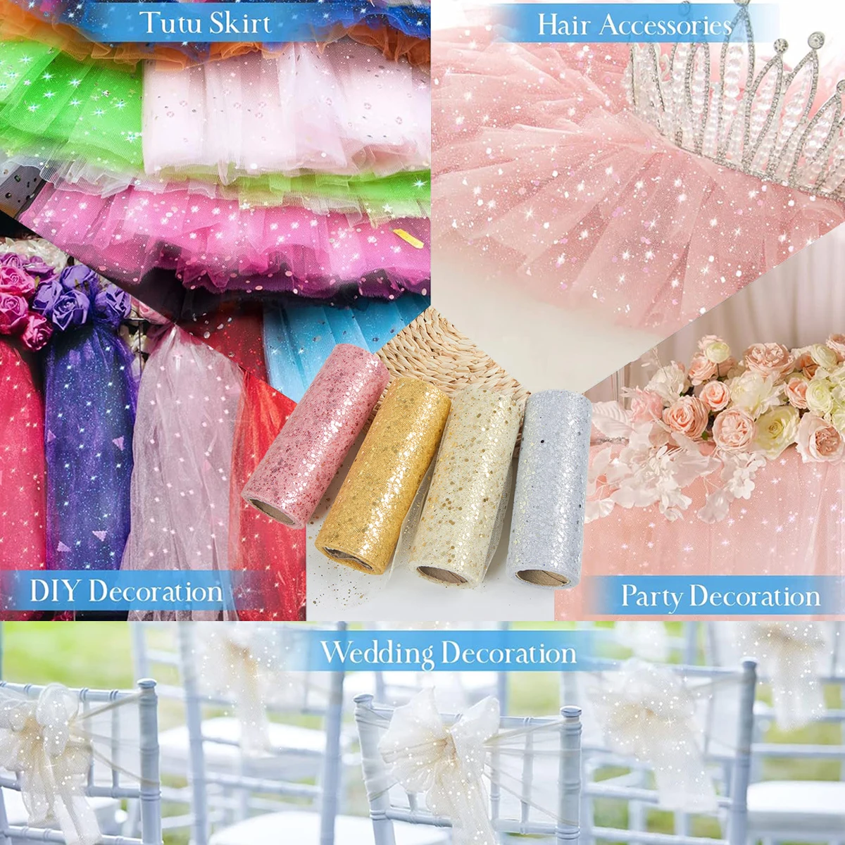 Organza Ribbon Spool - Glitter Tül Rulo Doğum Günü Partisi