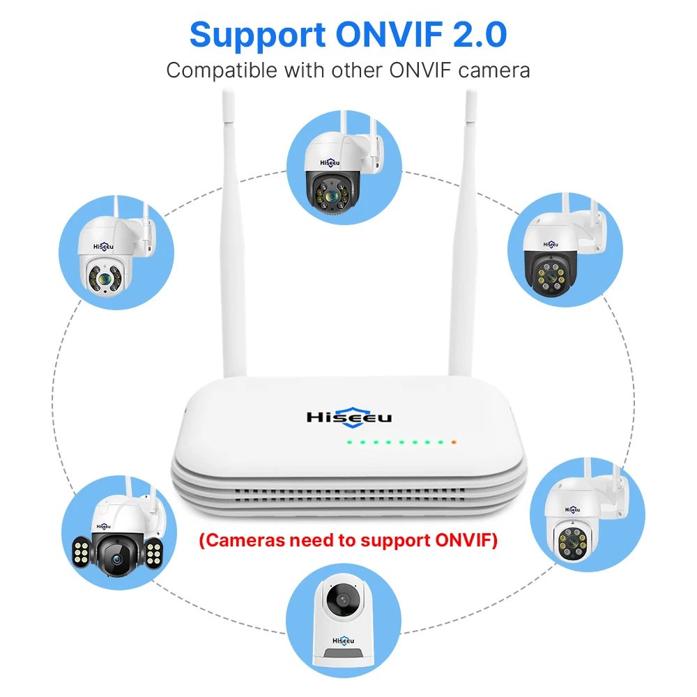 Hiseeu 3MP 5MP WiFi NVR H.265 Wireless Network Audio Video Recorder For IP Surveillance Security Camera ONVIF Auto Match