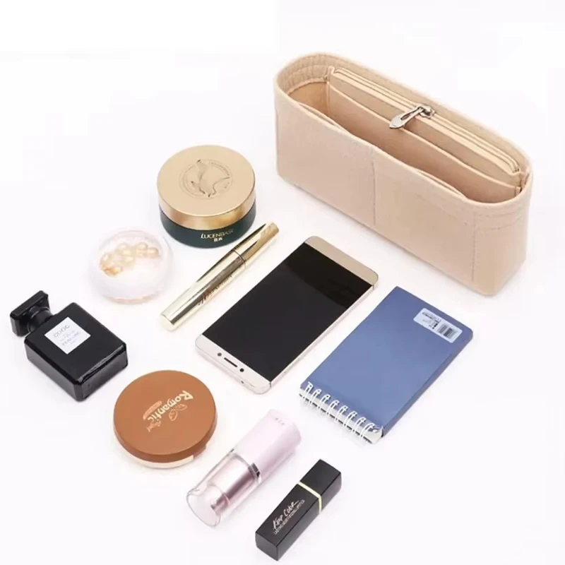 New Felt Lined Bag Organizer Multi-compartment Cosmetic Liner Bag Storage Inner Bag Liner Bag For Longchamp Mini Shoulder Bag