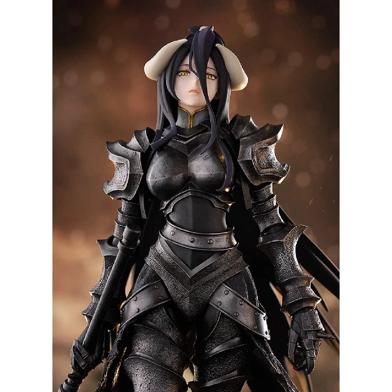 In Stock Long Black Hair Horn Lady Decor Ornament Dark Metal Armor Giant Battle Axe Walking Pose Round Base Desktop Collectible
