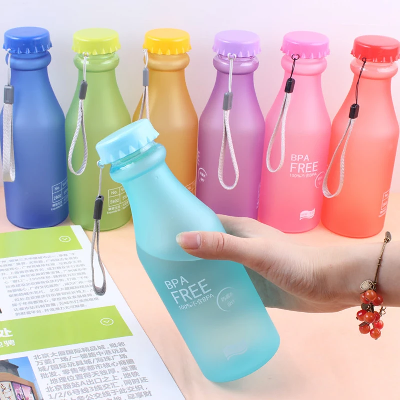 550ml Plastic Water Bottle for Drinking Portable Sport Tea Coffee Cup With Rope BPA Free Kid Water Bottle for School Transparent