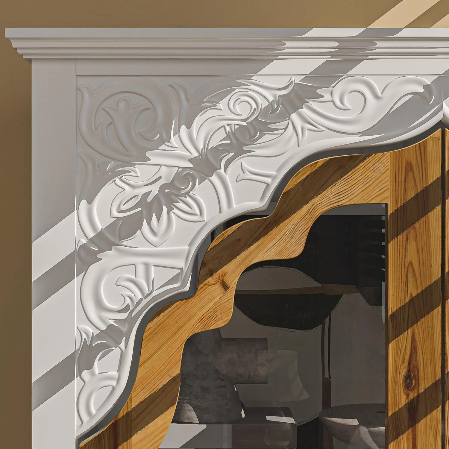 خزانة تخزين حديثة من 3 طبقات مع أبواب منحوتة، وخزانة تخزين متعددة الأغراض مع درج ورفوف #4