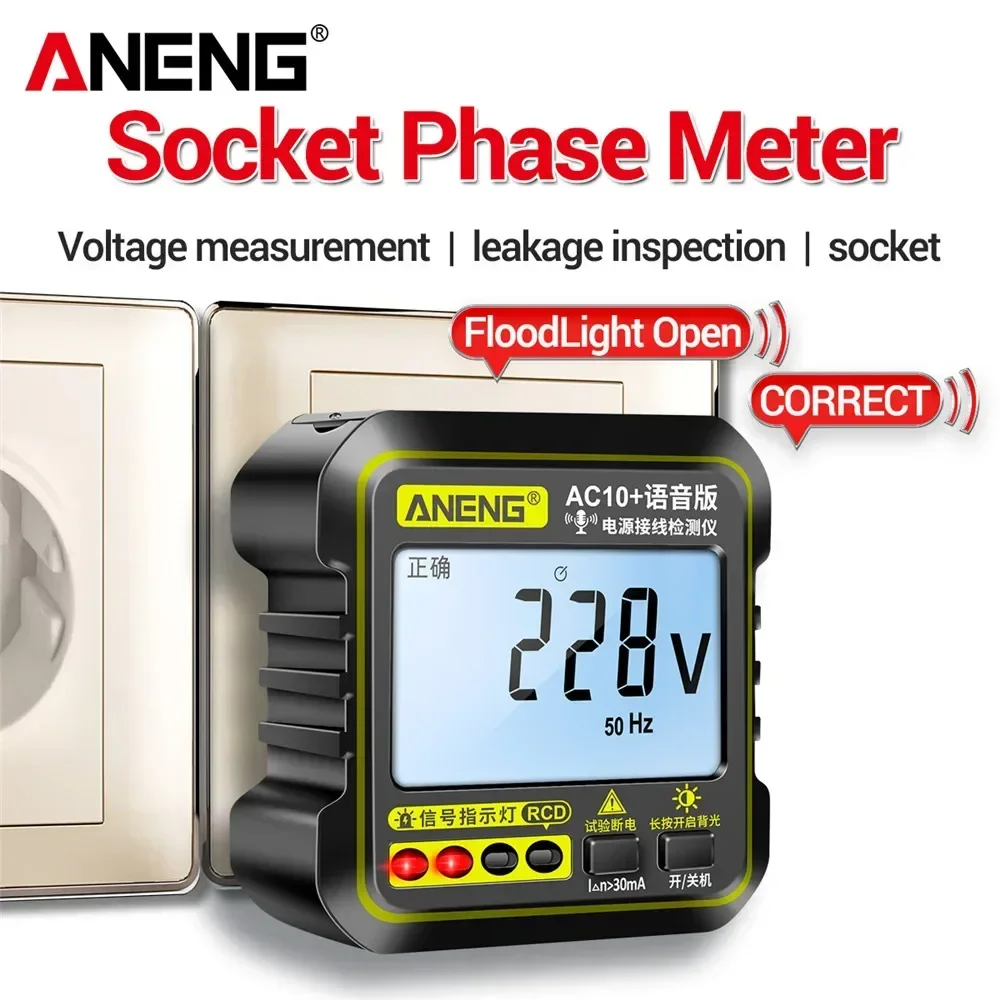 ANENG AC10+ Socket Voltage Tester Pro Circuit Checker Test Detector Polarity Socket Inspector Circuit Checker US/EU Plug Test