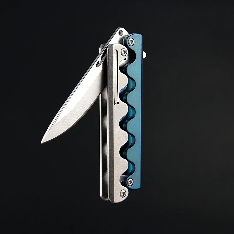 Titanium alloy creative snake shaped knife D2 steel mechanical decompression outdoor self-defense fruit kitchen knife