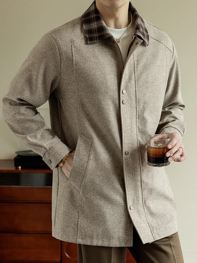 Mid-Length Trench Coat Oversized Casual Long Jacket Outerwear Korean Fashion Mens Jacket Autumn Winter Coats