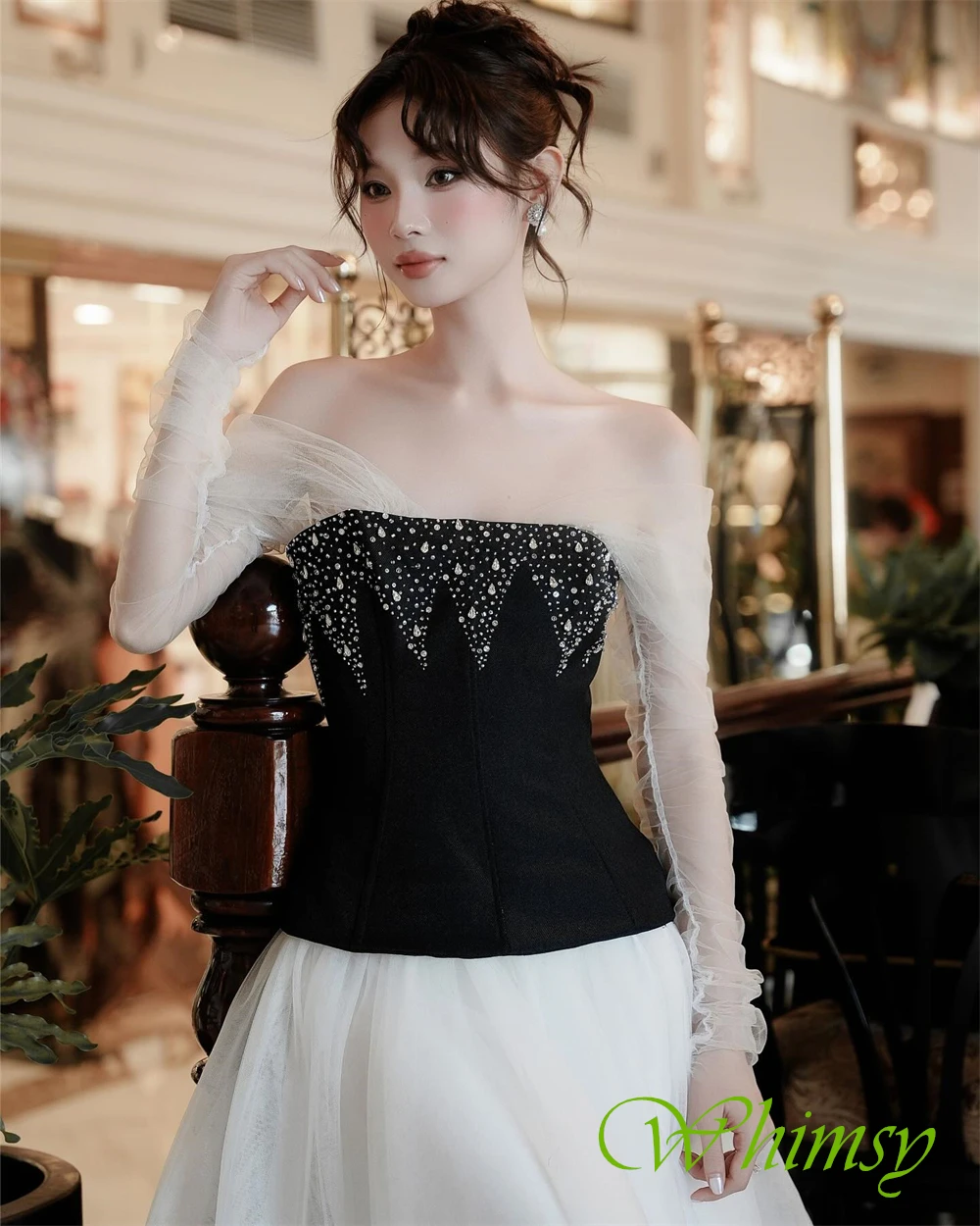 Aangepaste mode contrasterende kleur avondjurk luxe tule homecoming-jurken temperament kristal op maat gemaakte gelegenheidsjurken