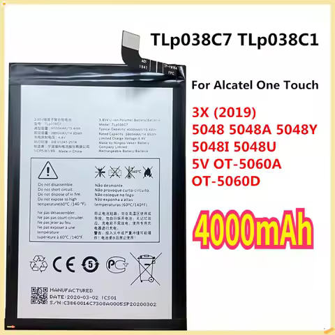 TLp038C1 TLp038C7 Battery for Alcatel 3X (2019)2019 5048 5048A 5048Y 5048I 5048U One Touch 5V OT-5060A OT-5060D 7 6062w