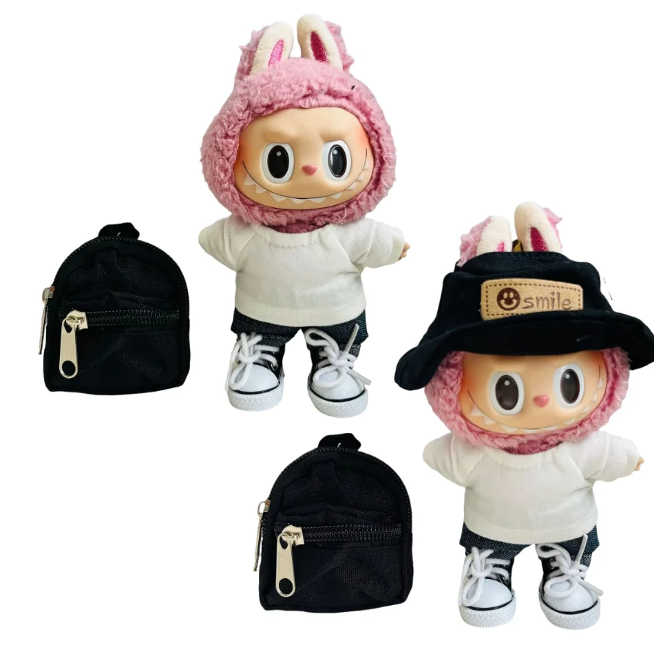 

Plush Doll'S Student Clothes for Outfit Korea Kpop Exo Labubu Idol Dolls Clothing Fashion Outfit With Bag Shoes Overalls