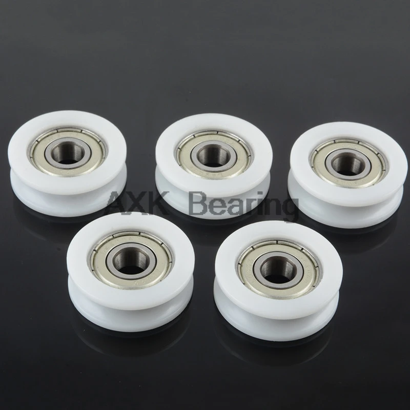 10 pcs U Nylon plastic Embedded 625 Groove Ball Bearings 5*24*7mm Guide Pulley