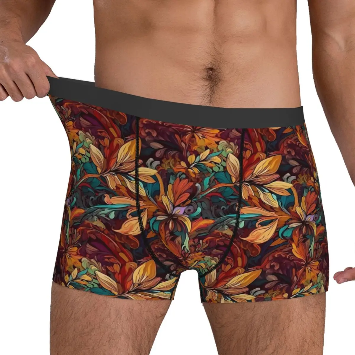 Art Nouveau Underwear vintage floral print Men's Shorts Briefs Breathable Boxer Shorts High Quality Print Oversize Panties