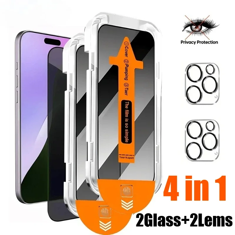 4-in-1-Sichtschutz-Vollbildschutz für iPhone 17, 16, 14, 15 Pro Max 17, Luftkamera-Objektivfolie für iPhone 13, 12, 11 Pro 16e 15 Plus