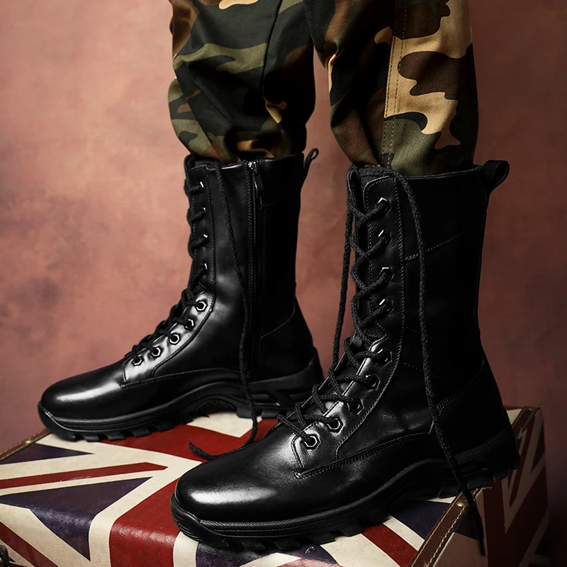 Botas de moto de cuero genuino de lujo para hombre, botas altas cálidas de felpa cortas de invierno, zapatos para caminar y ocio al aire libre, talla grande 37-47