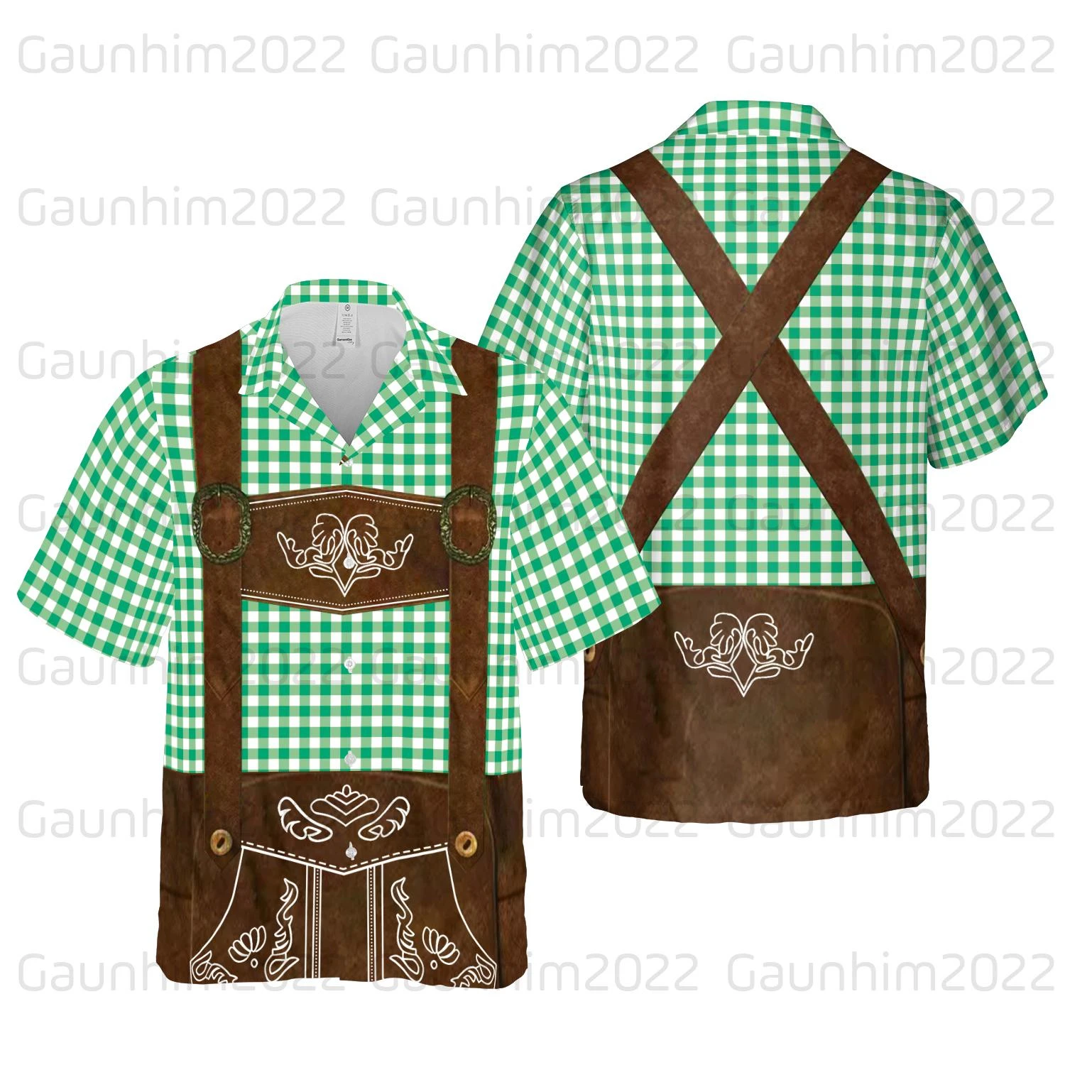 Funny Oktoberfest Lederhosen Costume Shirt German Bavarian Button Down Shirts Beer Festival Blouses Beer Drinking Party Gift