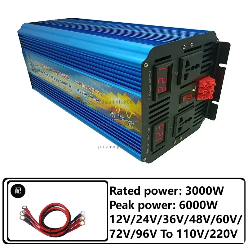 3KW Photovoltaic Pure Sine Wave Inverter, 12V-96V to 110V 220V Solar Inverter with Intelligent Temperature Control