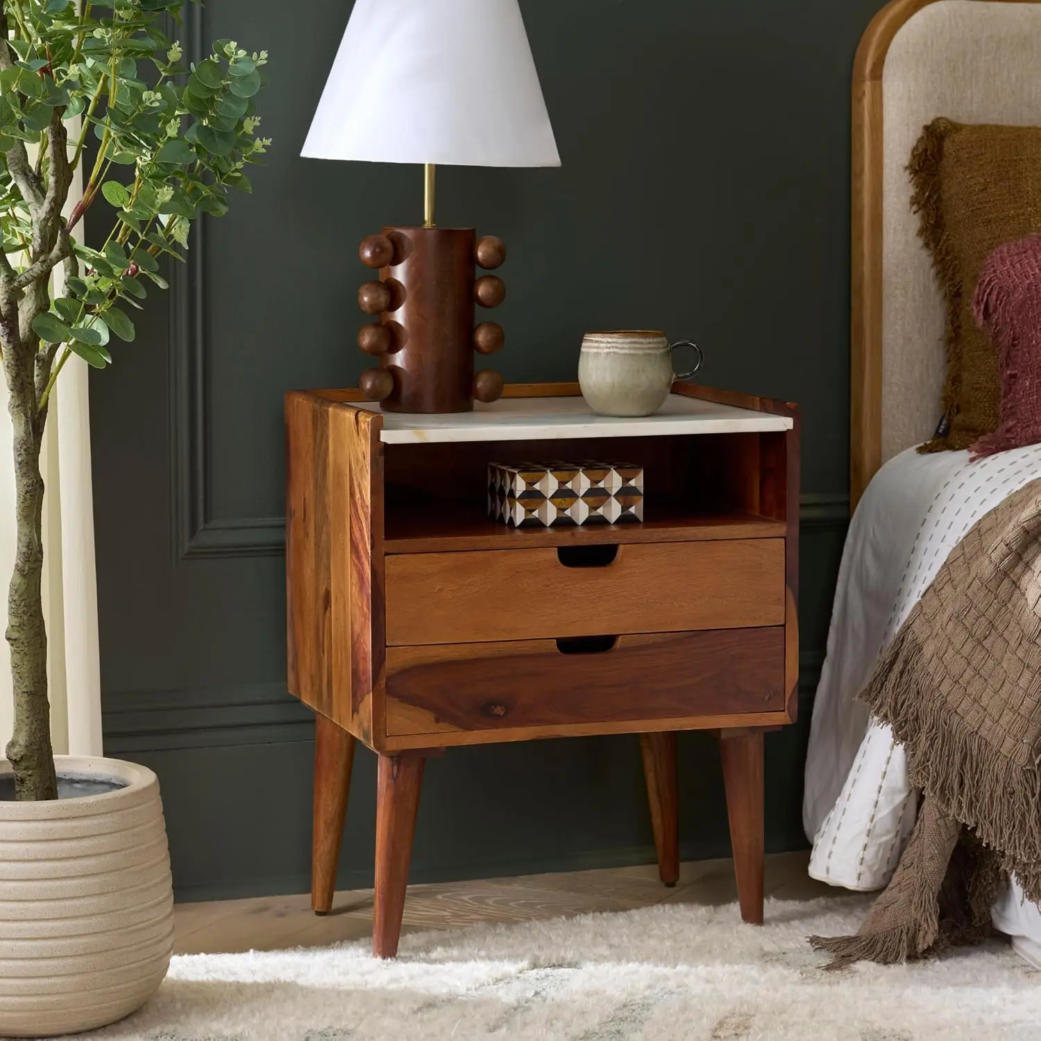 2-Drawer Wood Nightstand, 25