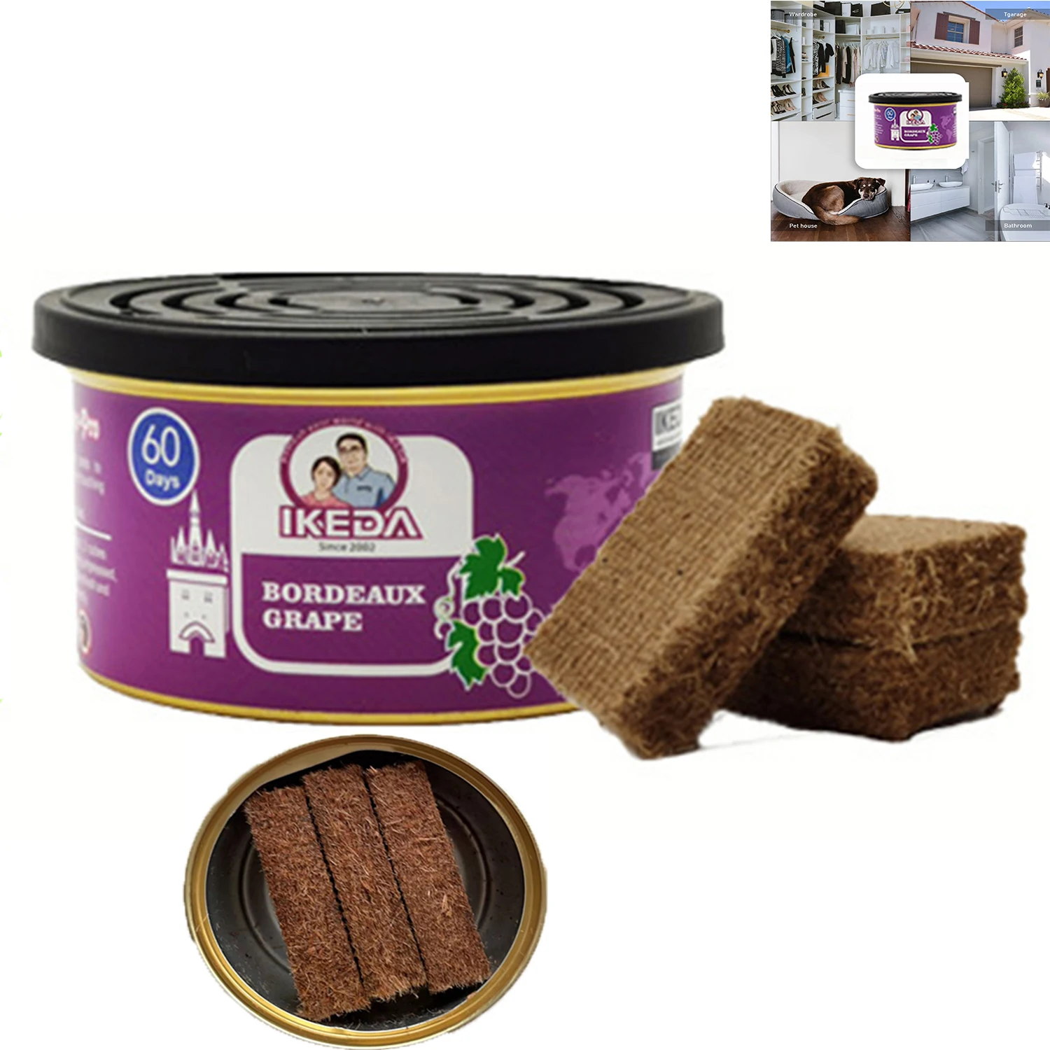 Auto Supplies Canned Wood Blocks Grape  Flavor Car Aromatherapy Car Deodorant Fiber Air Freshener Foreign Trade Explosion