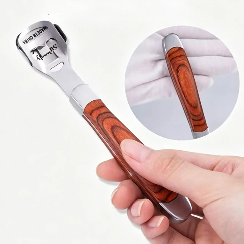 Foot Corn Plane Callus Remover - Professional Pedicure Tool with Wood Grain Handle, 10 Blades for Dead Skin Foot Rasp