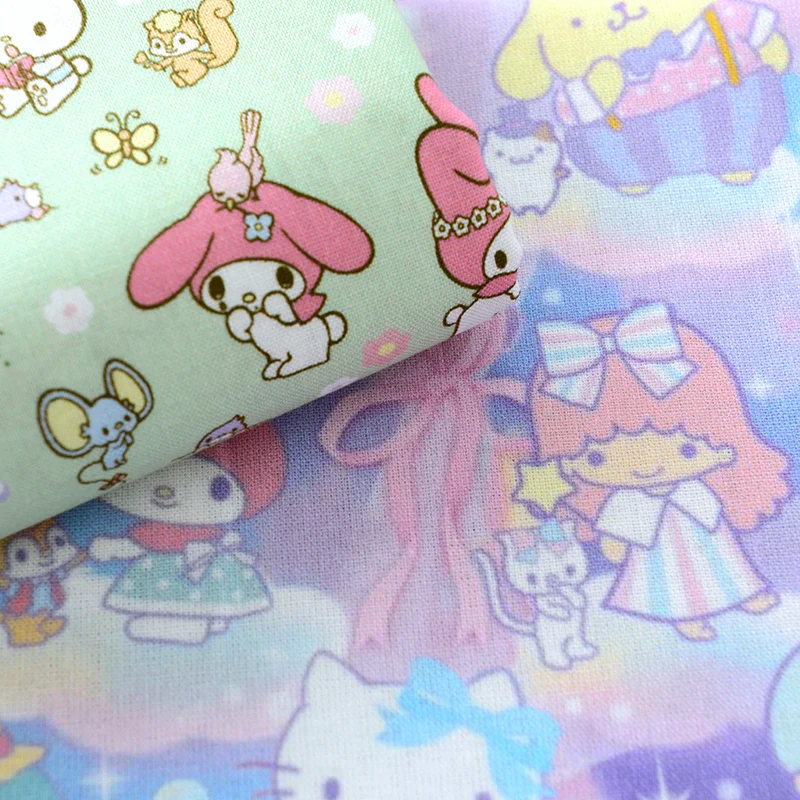 Cartoon Hello Kitty Melody 100% Cotton Fabric for Girl Skirt Clothes Home Textiles Cloth Slipcover Cushion DIY Sewing Material