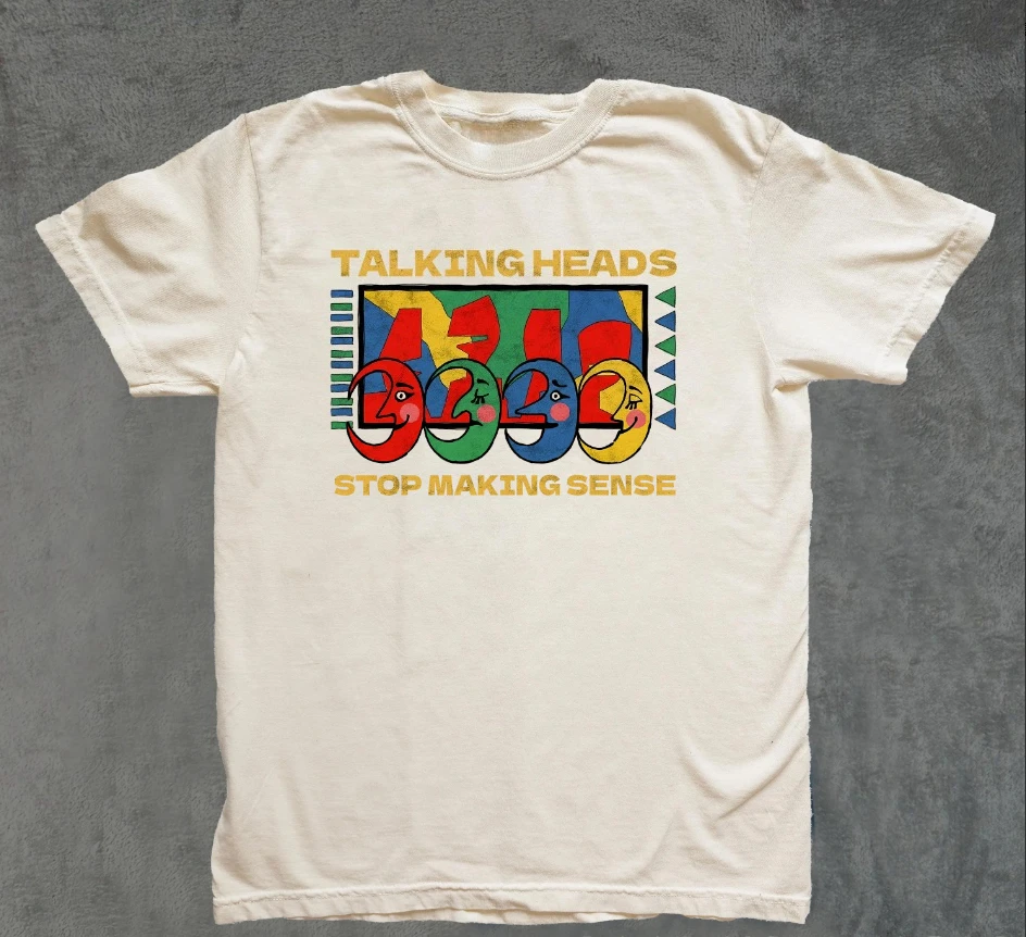 2026 Summer Women's Vintage Talking Heads T-Shirt Unisex Cotton and Breathable Short Sleeve Oversized Loose Casual