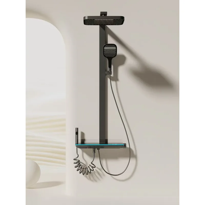 Newly designed hot/cold rain water wall-mounted bathroom faucet top shower and hand shower set with soft spray pattern