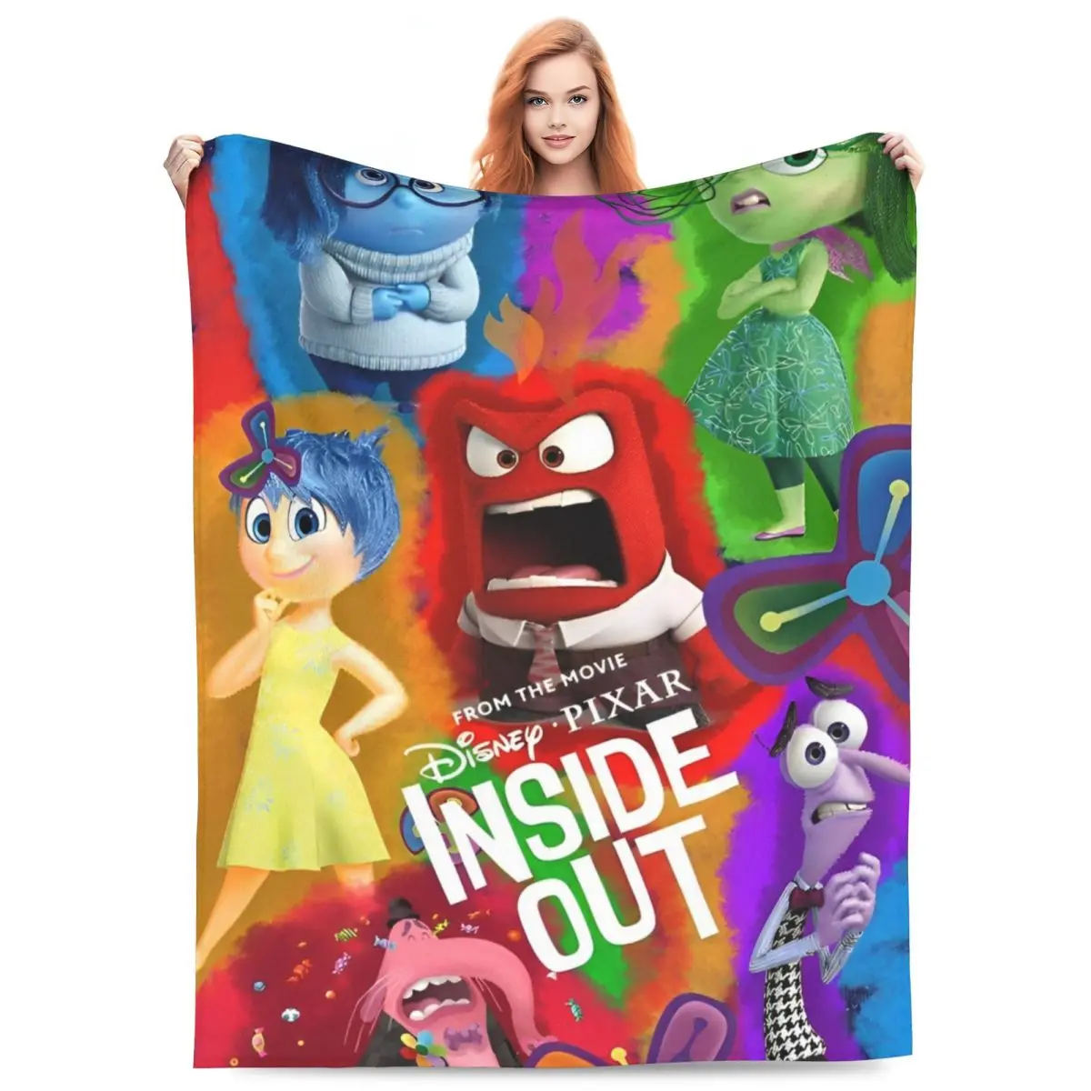 Inside Out 2 Cartoon Blankets Picnic Flannel Throw Blanket For Couch Chair Warm Soft Custom DIY Quality Bedspread Gift