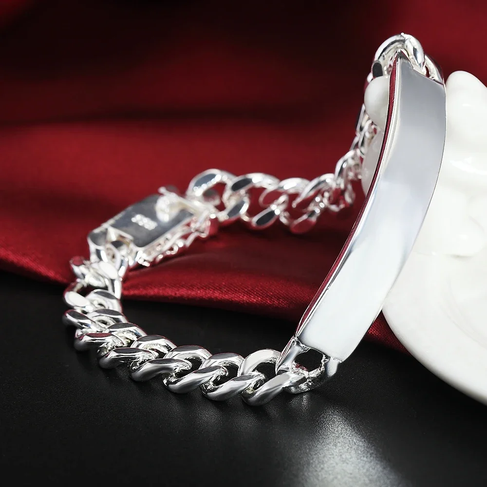 High quality 925 sterling Silver romantic 10MM solid Chain Bracelets for Men Boy women Wedding party fashion Jewelry Gifts