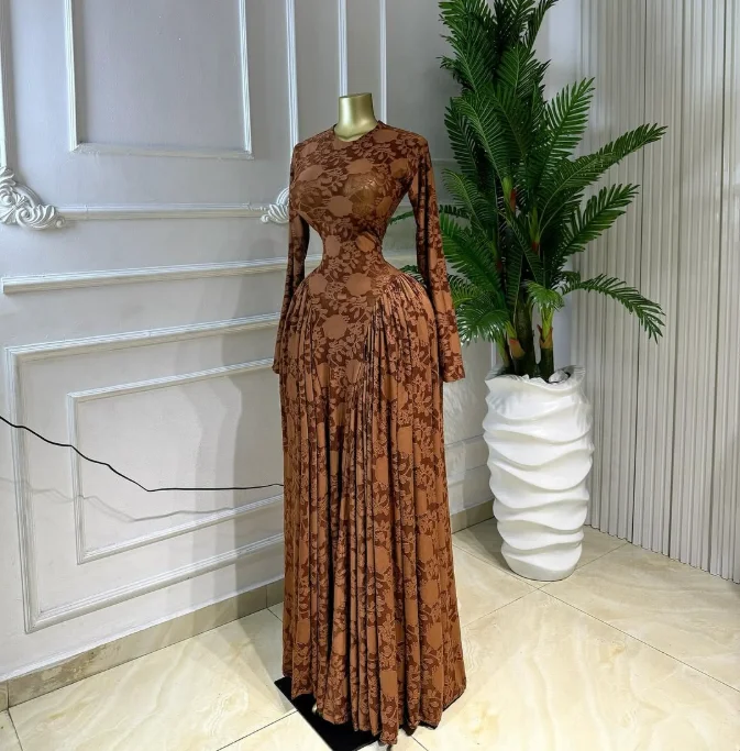 Women O-neck Long Sleeve Pleated Inner A-line Maxi Dress 2026 Evening Sexy Party Birthday Vacation Long Dresses Vestidos