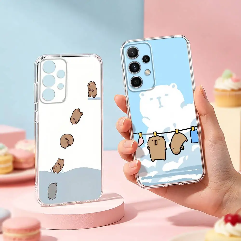 

Fluffy C-Capybara phone Case For Samsung S25,24,21,22,23,30,Ultra,20,Plus,Fe,Lite,Note Transparent Cover